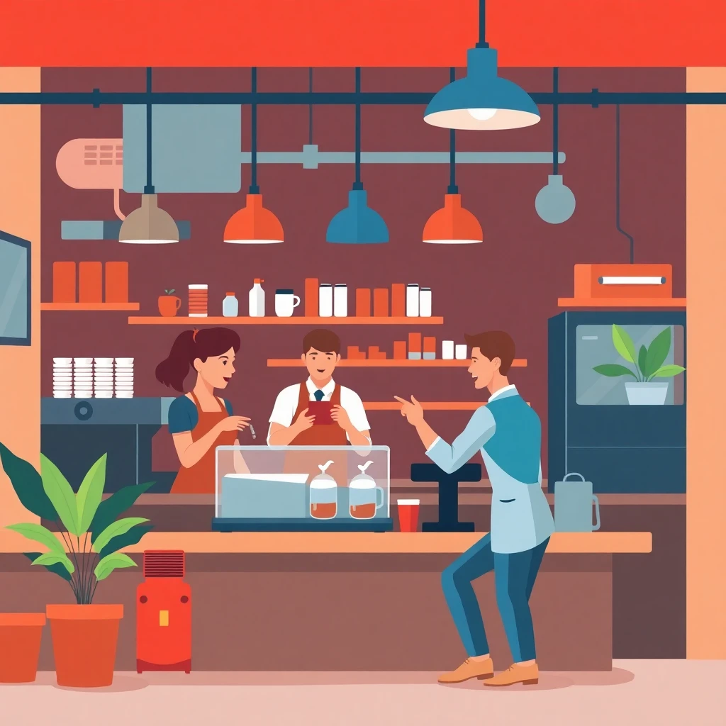 Ambiente de trabajo en una cafetería