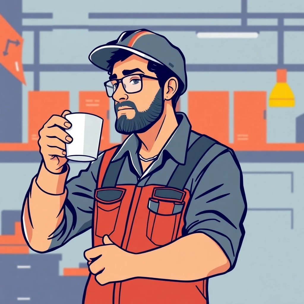 Bauarbeiter genießt Freizeit