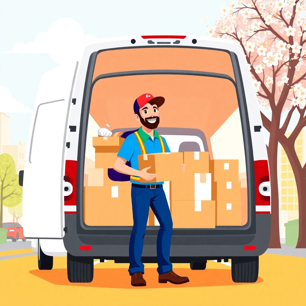 Delivery driver in spring
