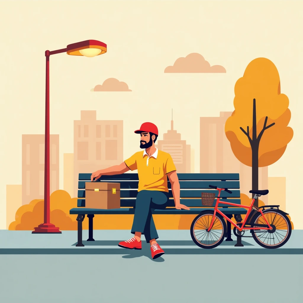 Delivery worker on break