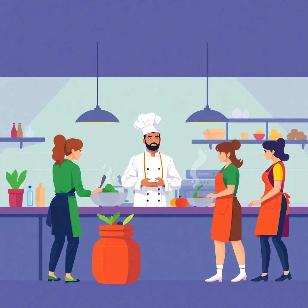 Equipo de cocina en acción