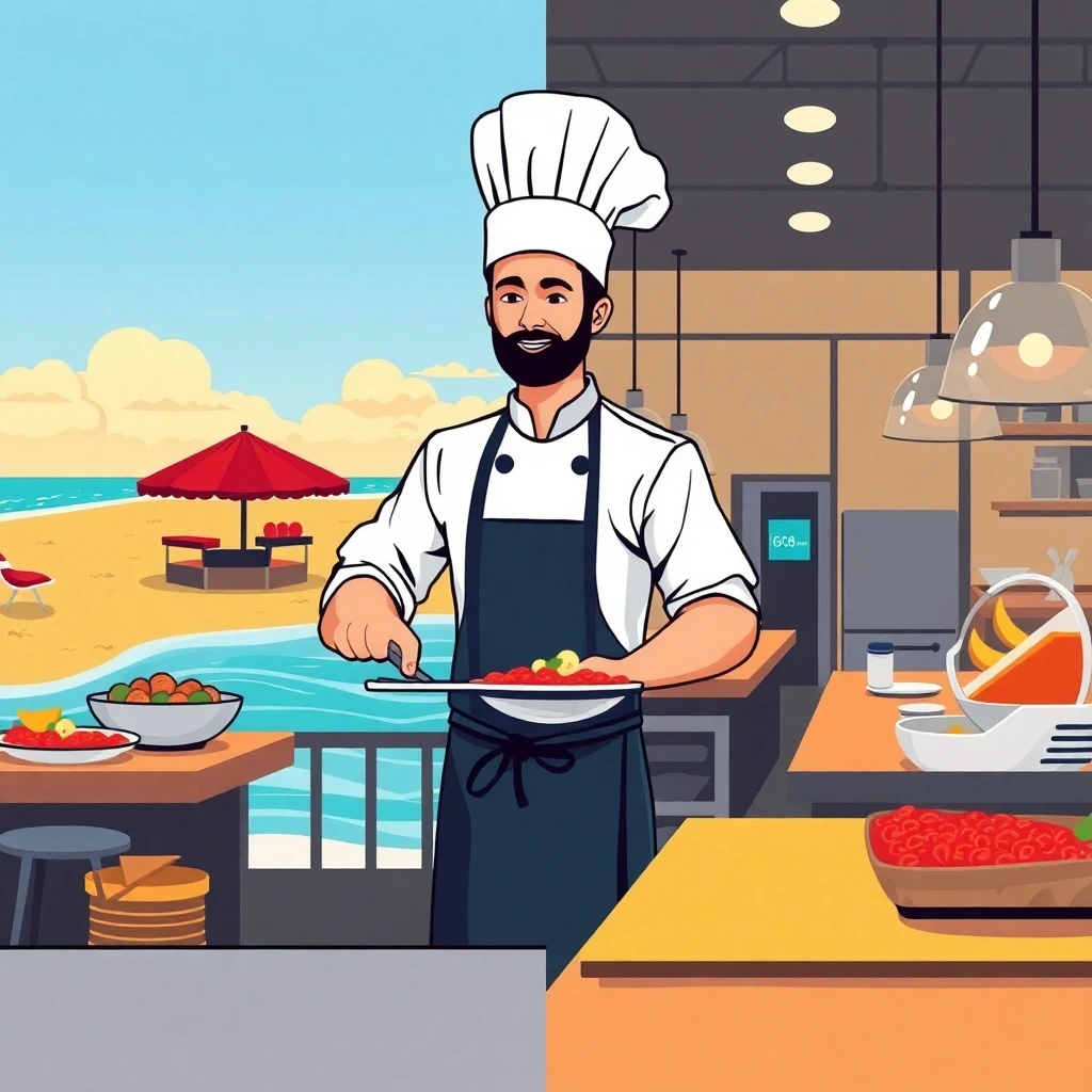 Beach vs urban kitchen work environments