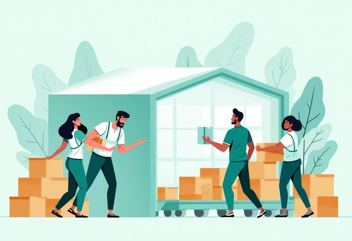 Warehouse workers in action