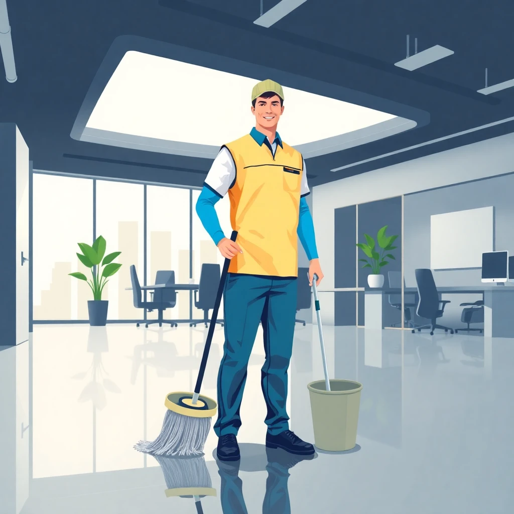 Cleaner in a modern office
