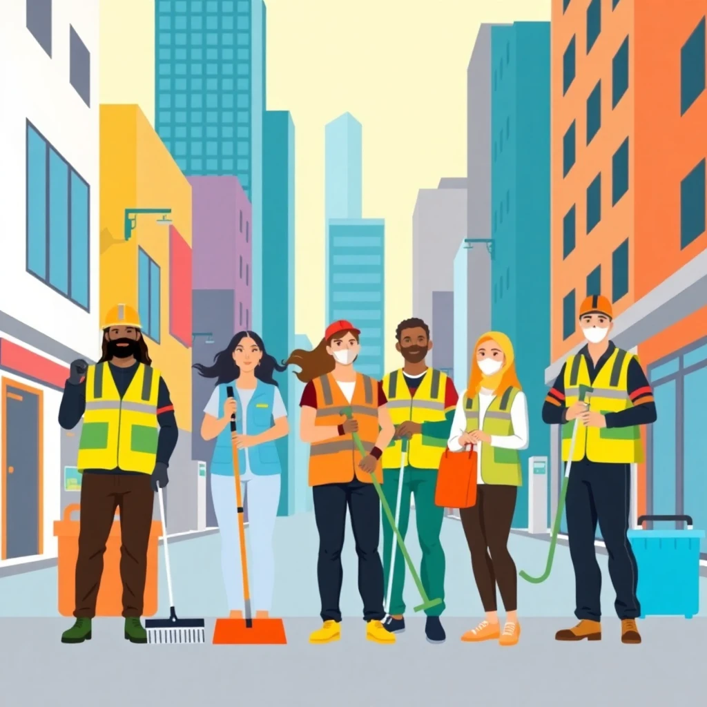 Teamwork in urban cleaning