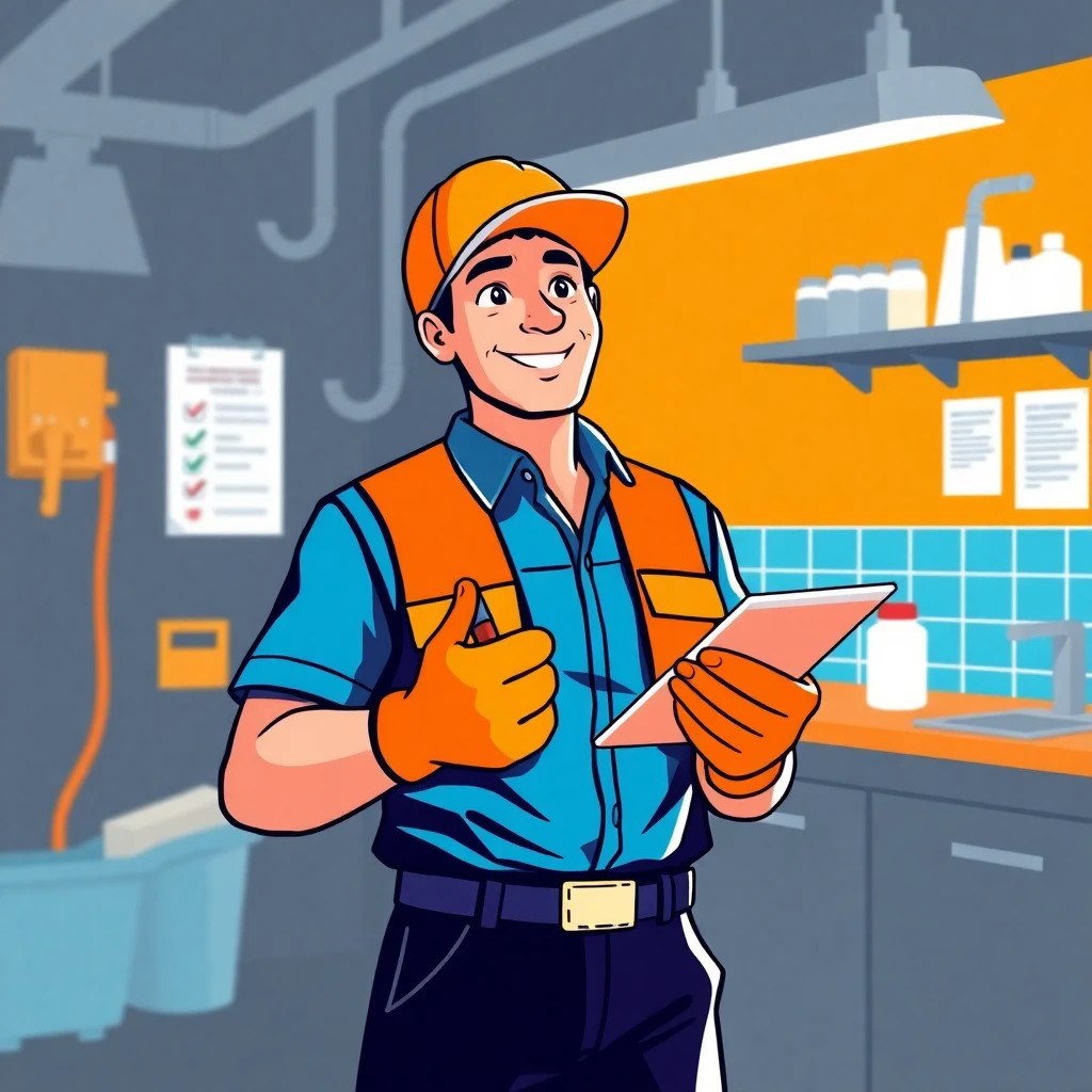 Satisfied cleaner in a tidy environment