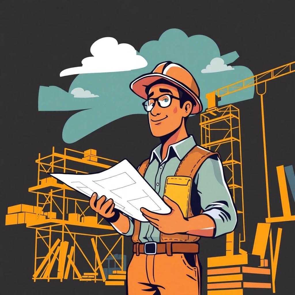 Construction expert reviewing plans