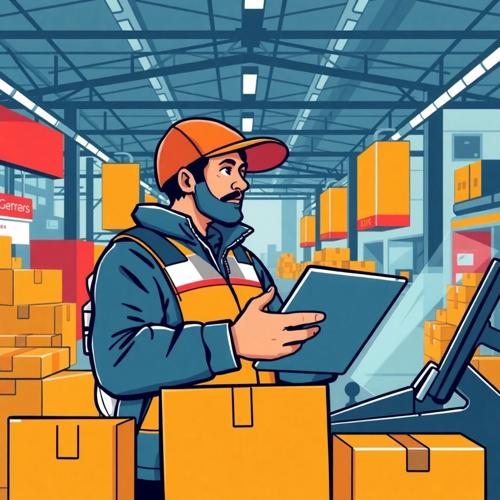 Courier driver in action