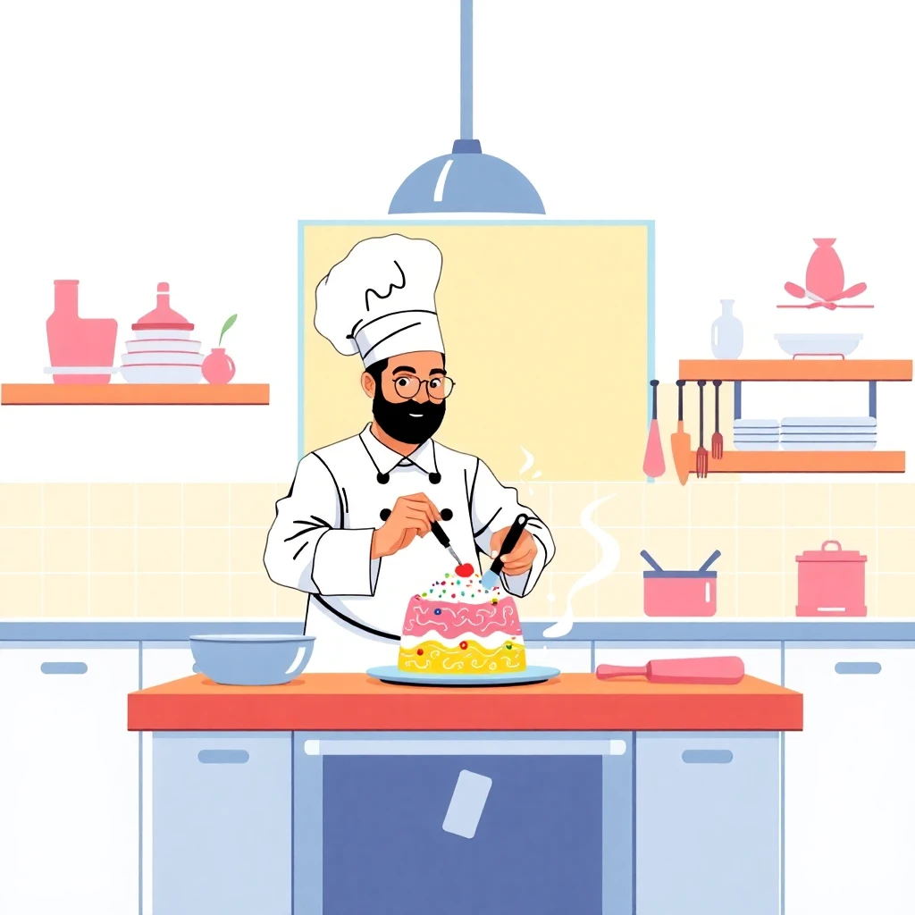 Chef pastelero en acción