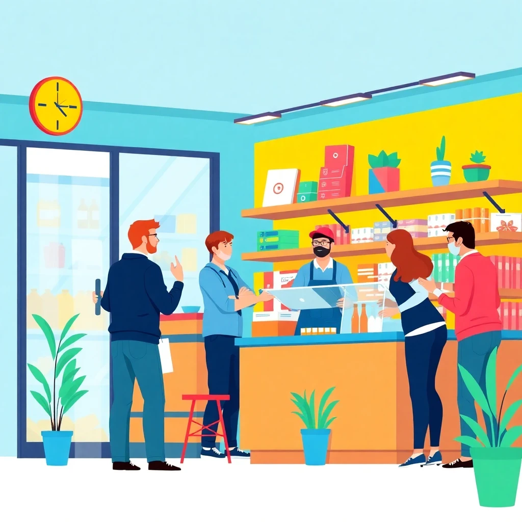 Trabajadores en una tienda minorista