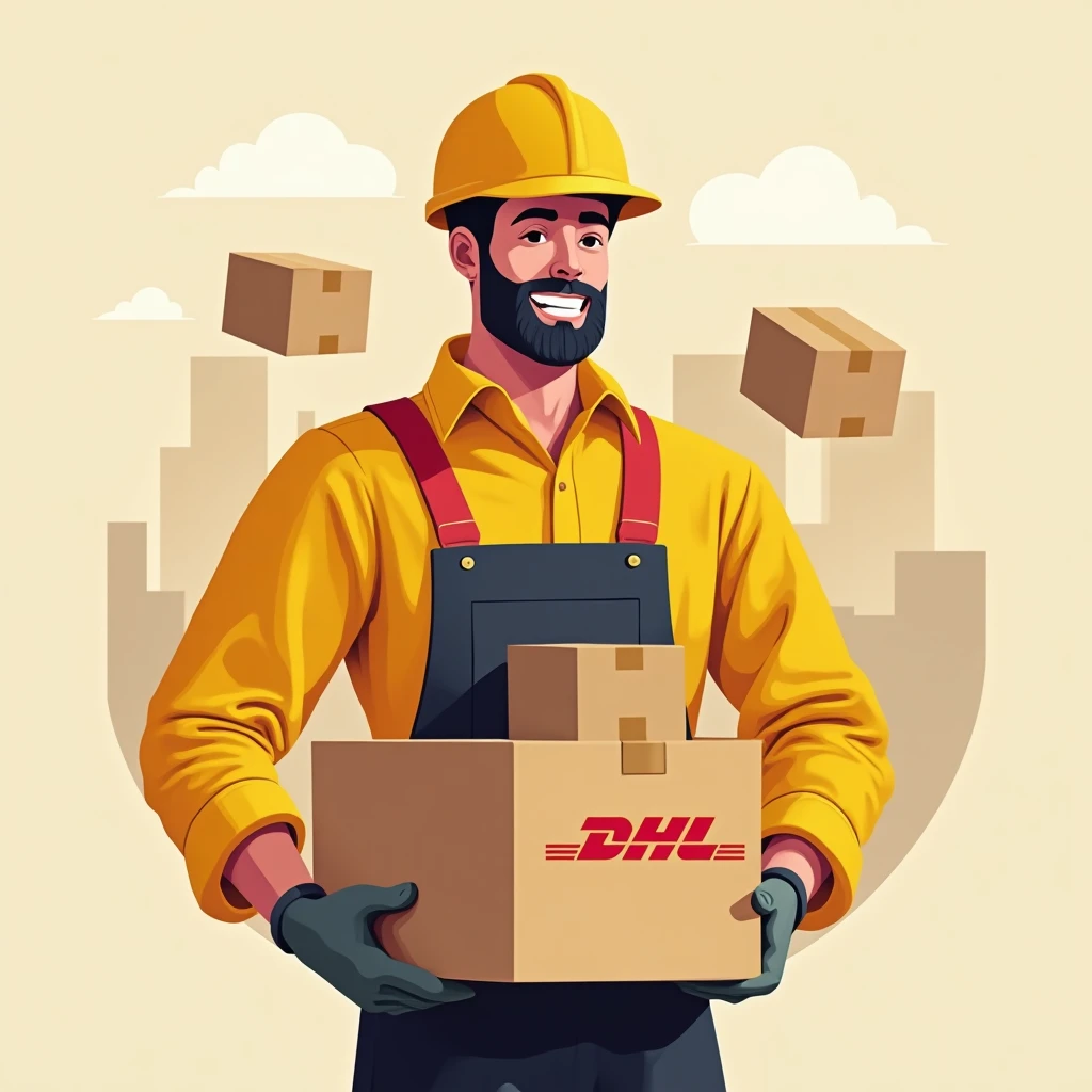 DHL Mitarbeiter bei der Arbeit