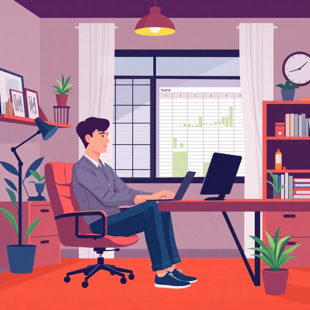 Confident professional working on finance tasks