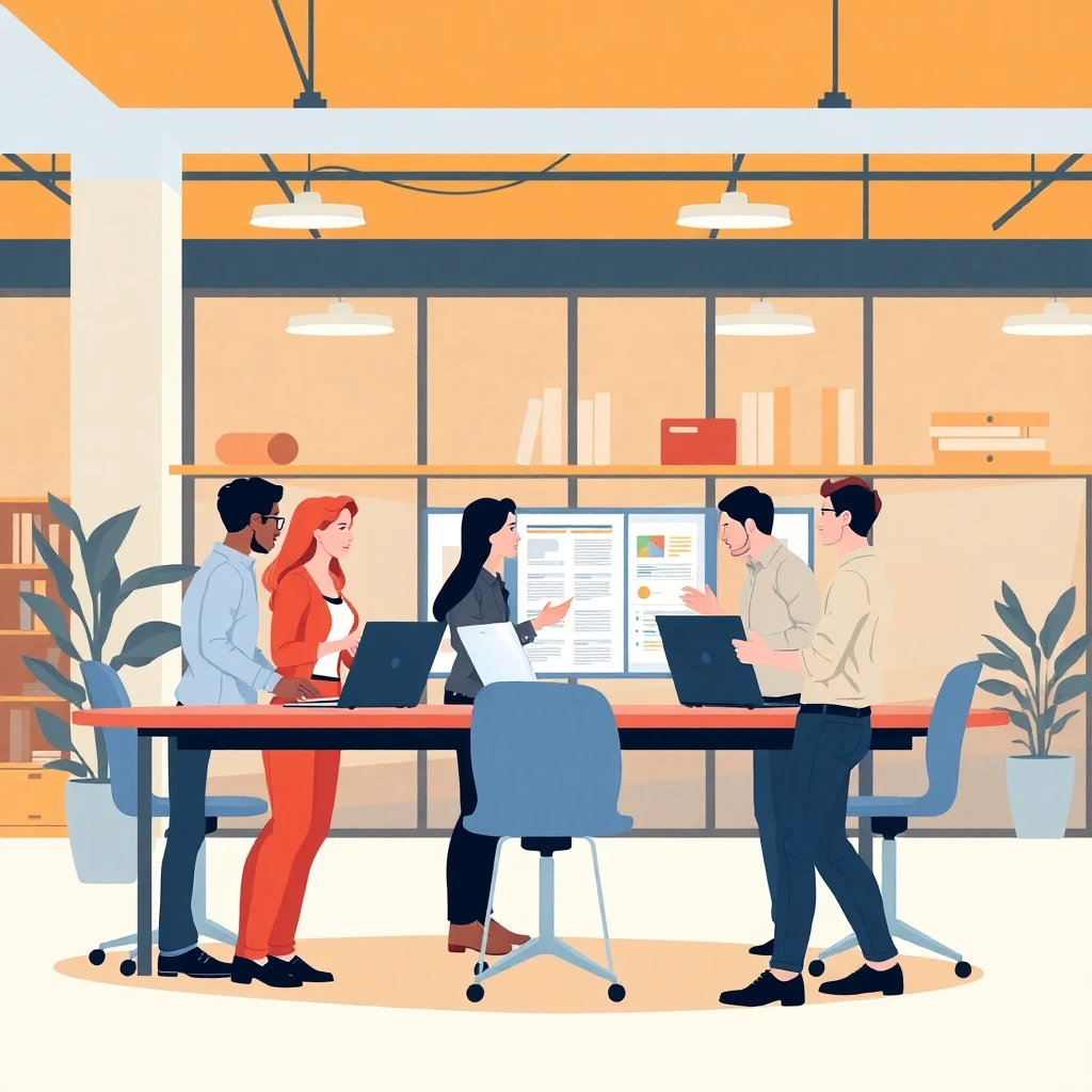 Team collaboration in an office