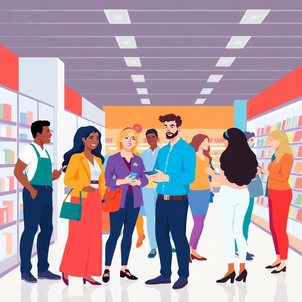 Retail employees in action