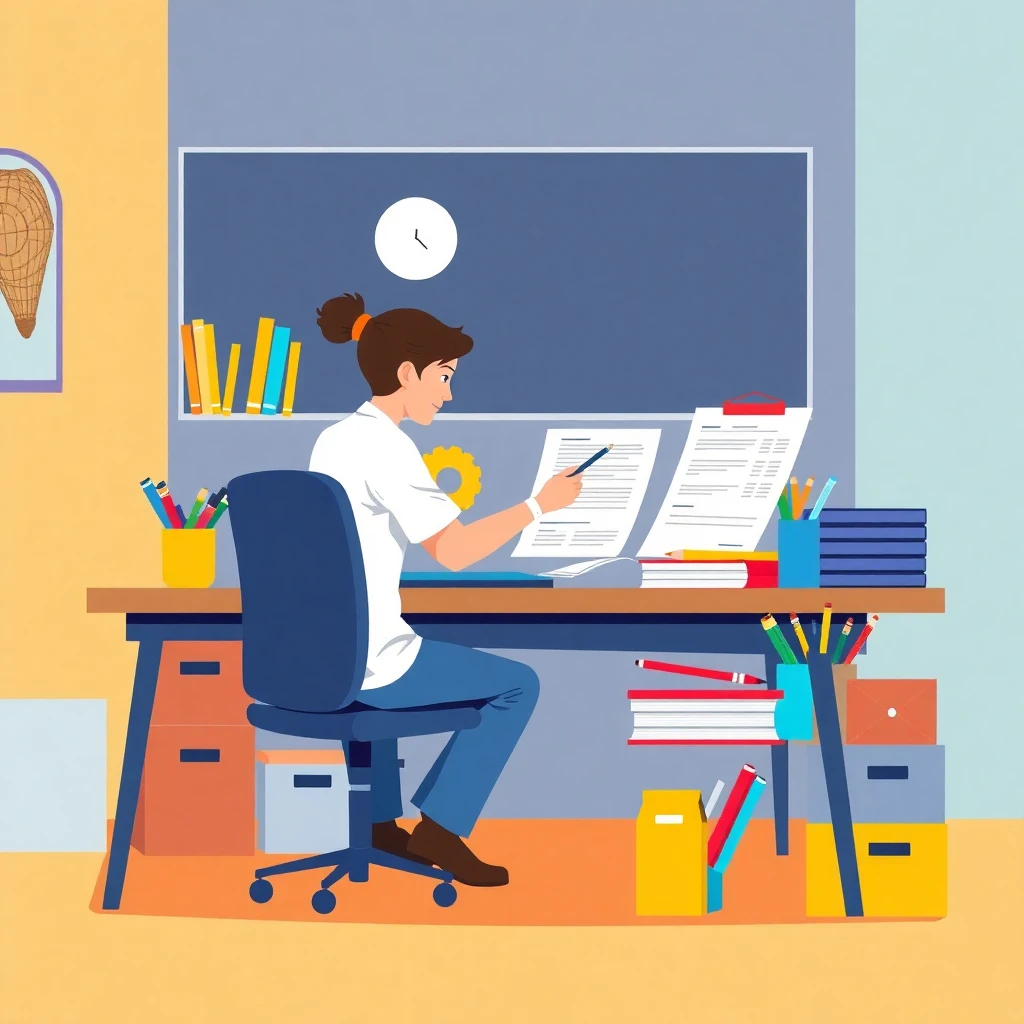 Teacher preparing lesson plans