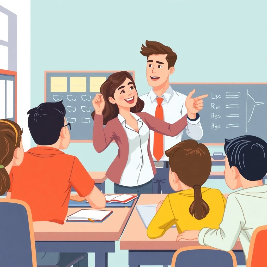 New teacher engaging with students