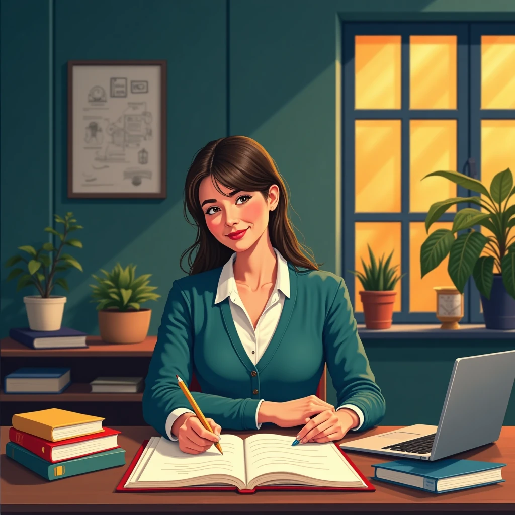 Teacher working during summer break