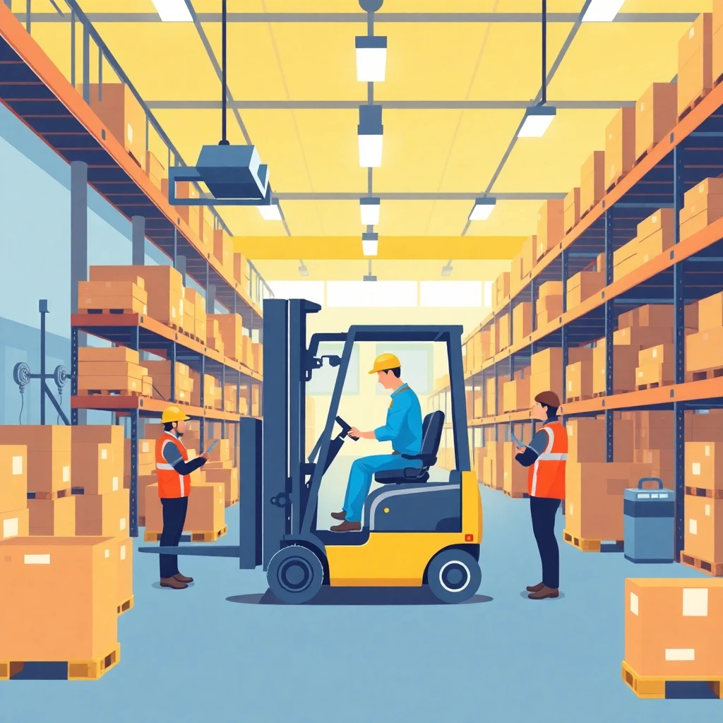 Warehouse operation with modern equipment