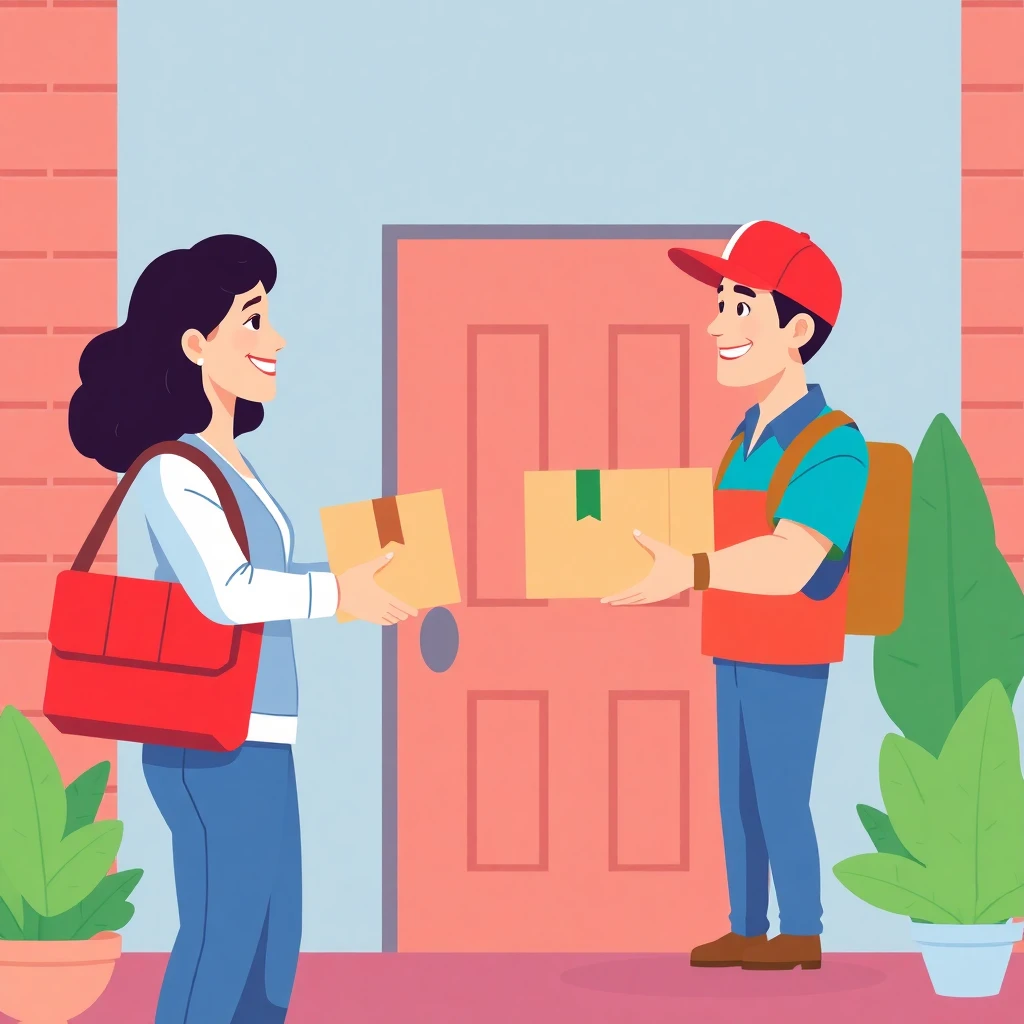 Happy delivery interaction