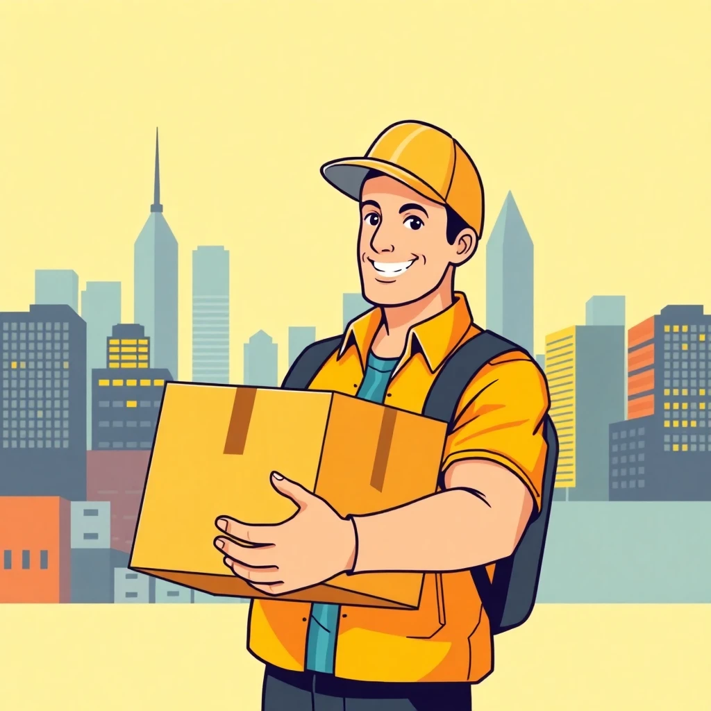 Delivery driver with package