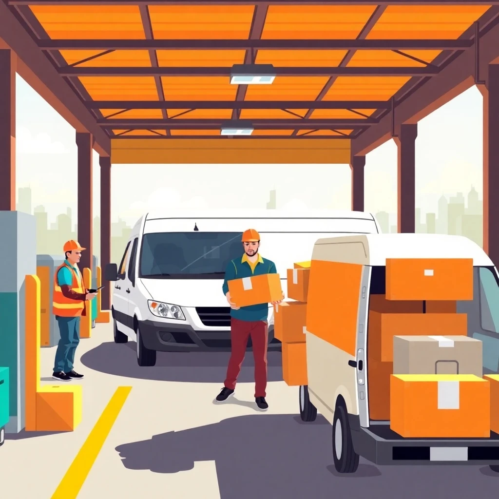 Busy delivery depot
