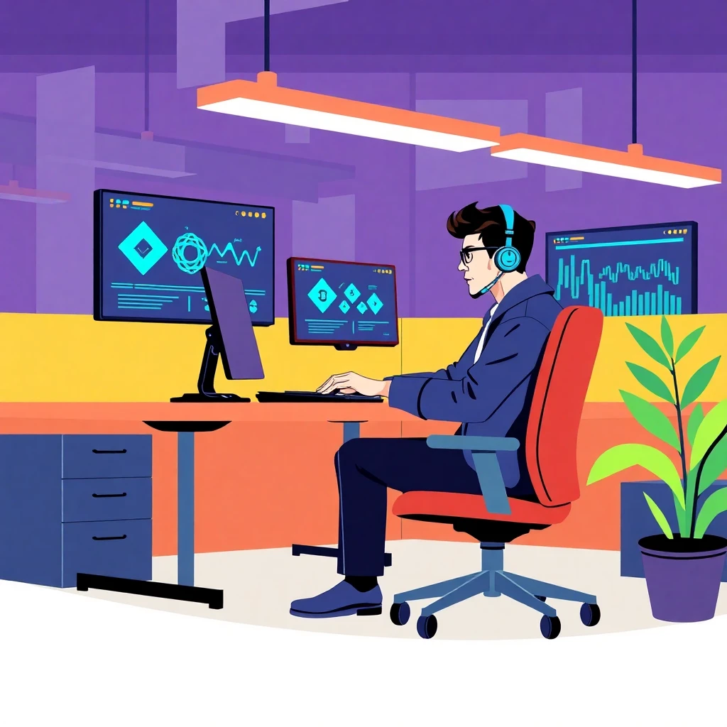 Desarrollador de blockchain en acción