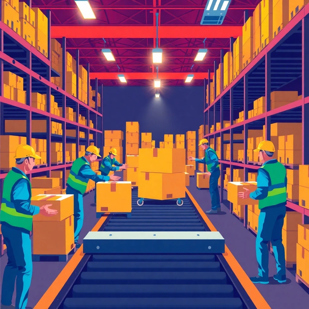 Busy warehouse environment