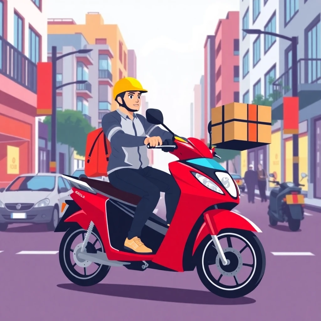 Repartidor en acción