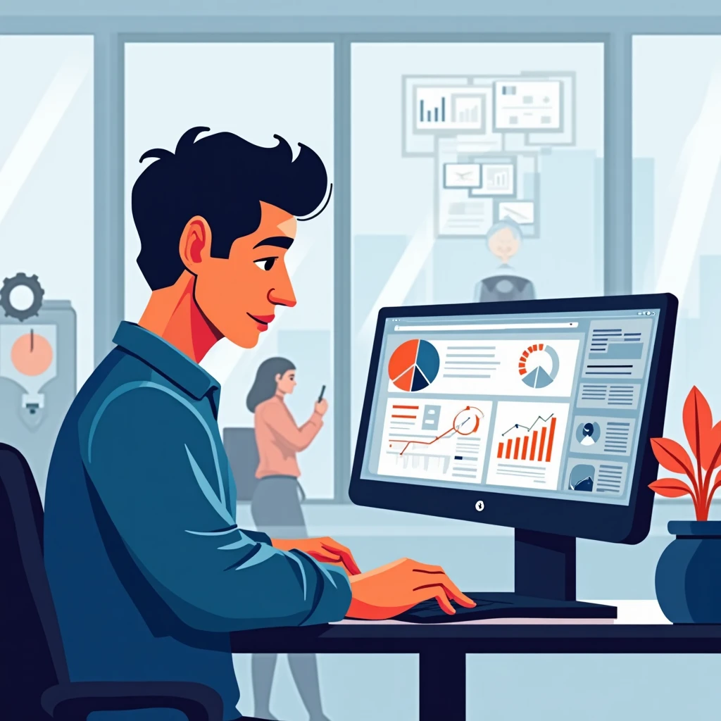 Analista de datos revisando gráficos