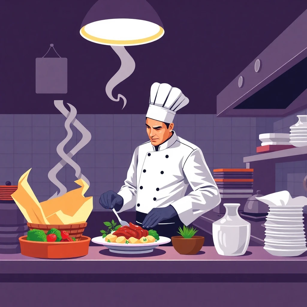 Chef preparando prato