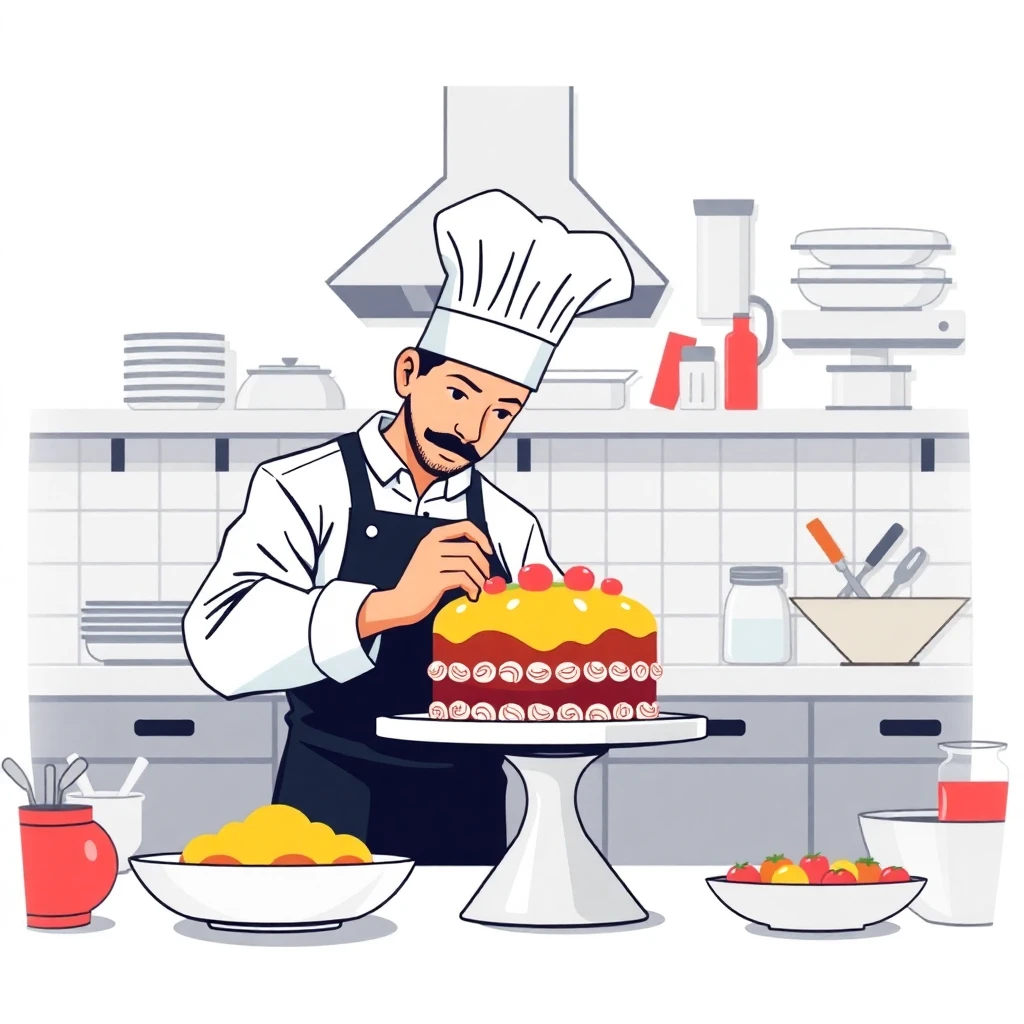 Chef de confeitaria em ação