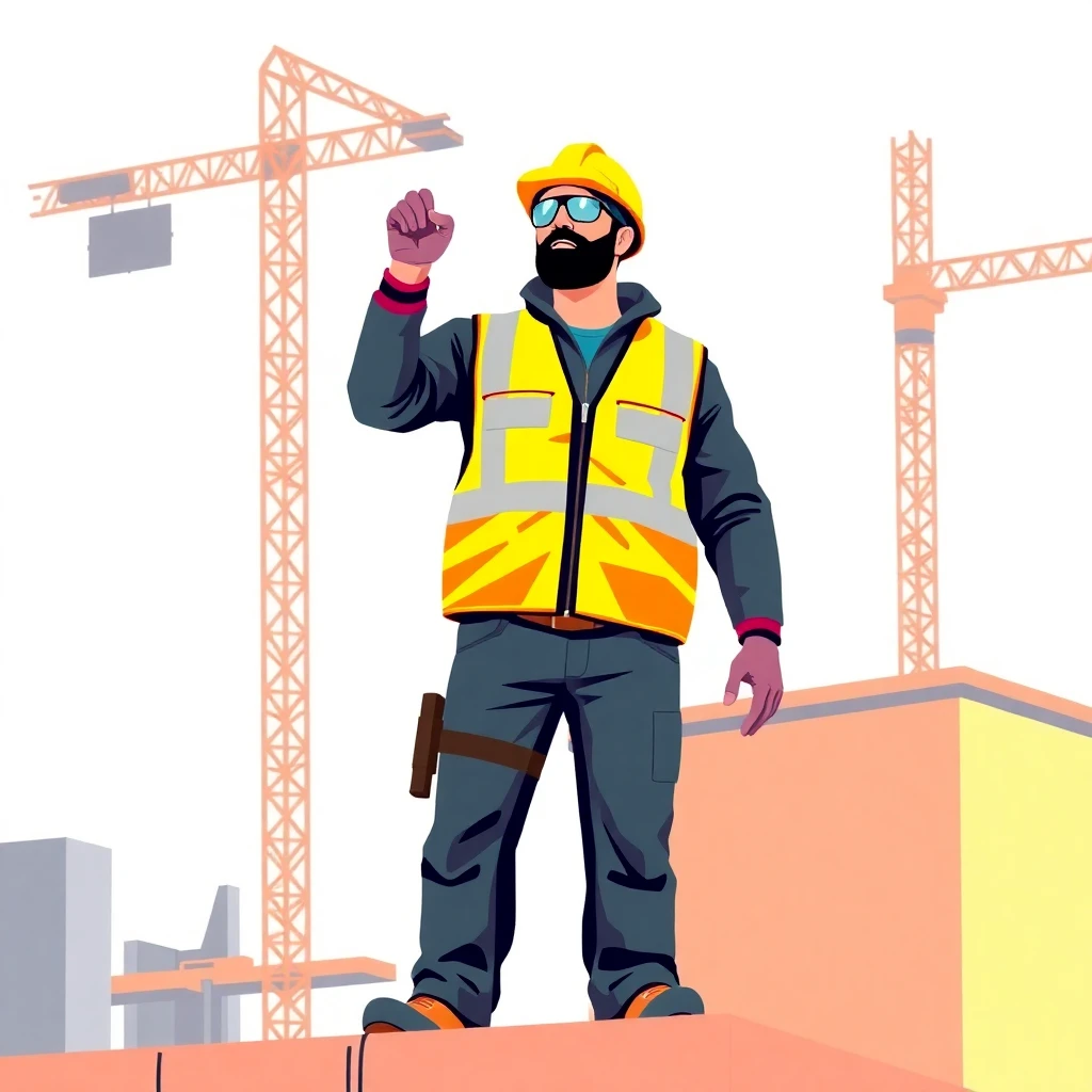 Moderner Bauarbeiter bei der Arbeit