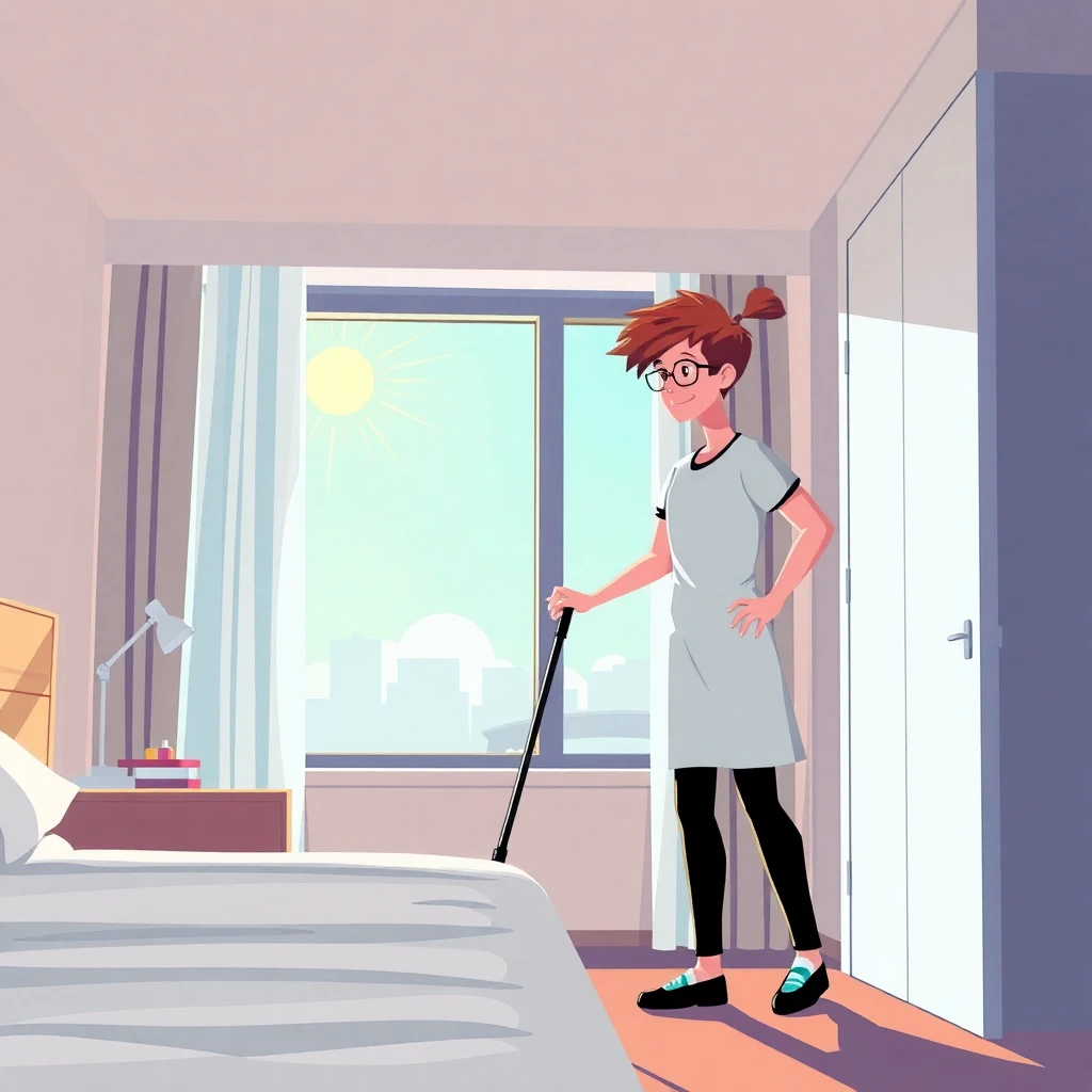 Zimmermädchen bei der Arbeit