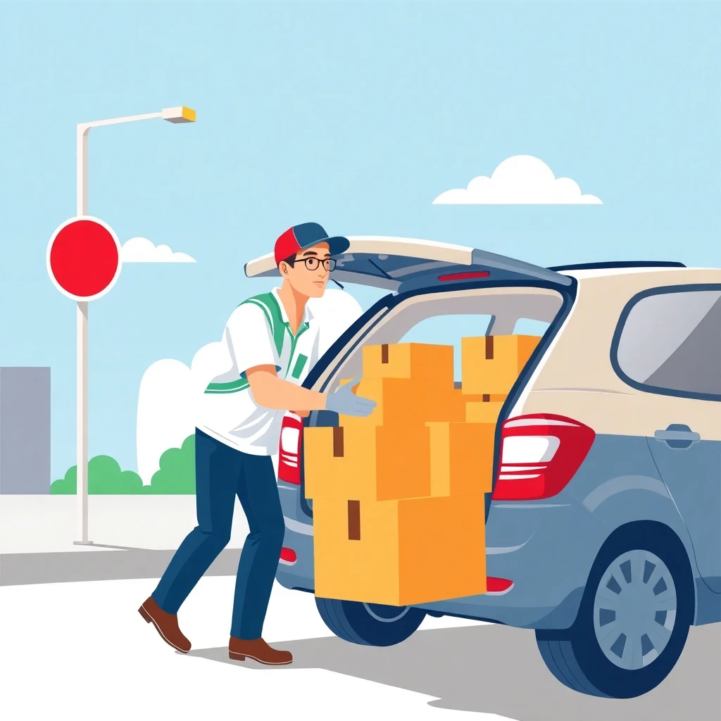 Delivery driver preparing for a shift