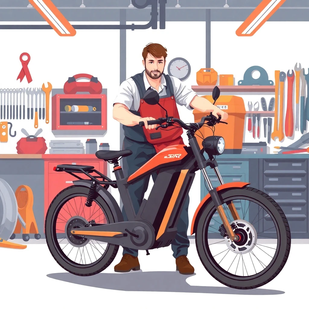 E-Bike-Mechaniker bei der Arbeit