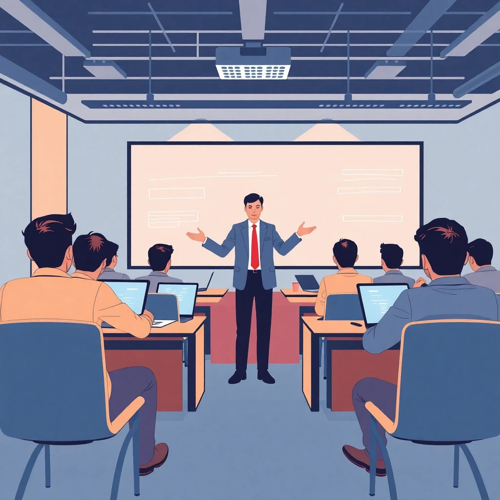 Educador en un aula moderna