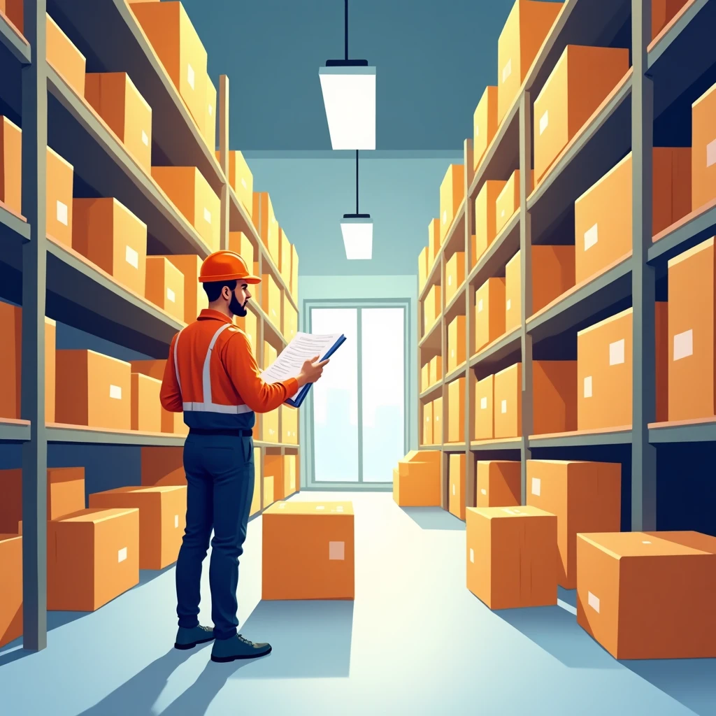 Trabajador revisando inventario