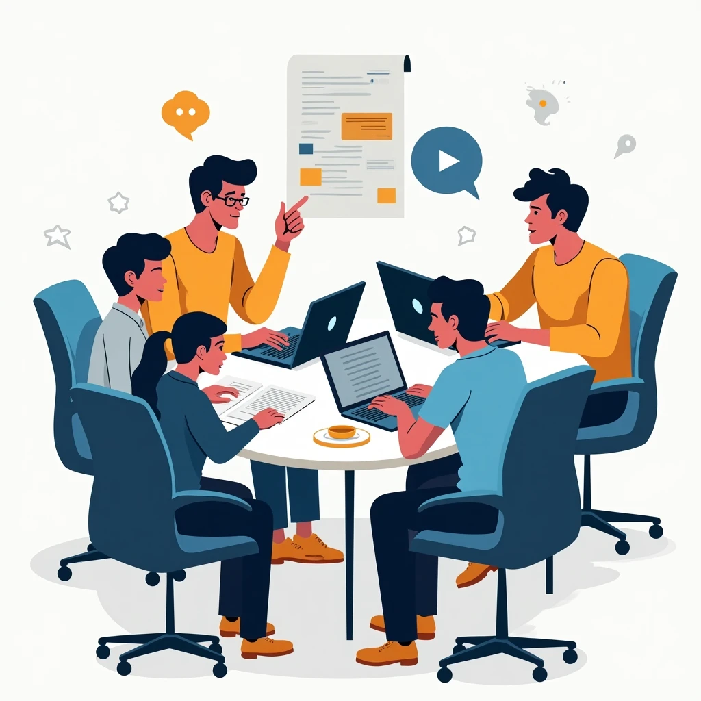 Discusión de equipo en oficina