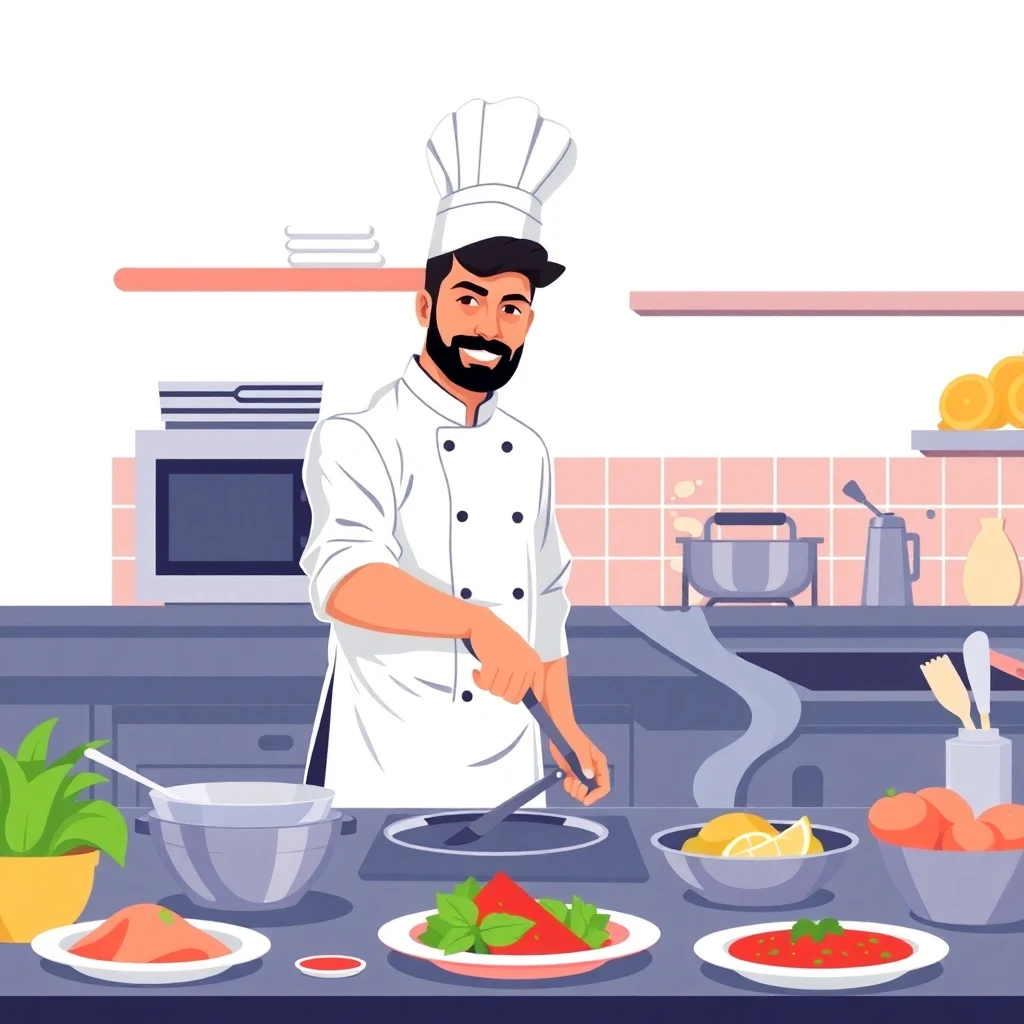 Chef trabajando en la cocina