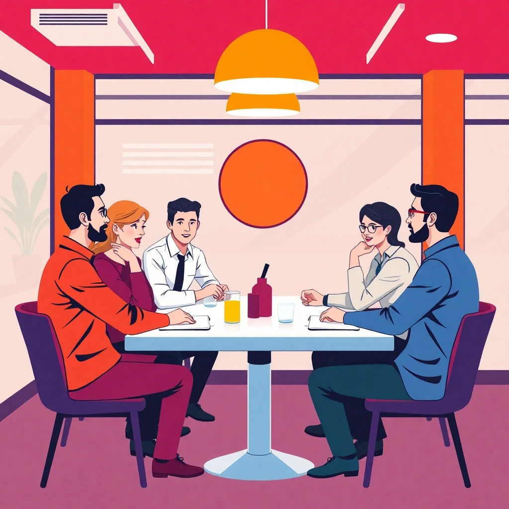 Reunión de gestión en restaurante