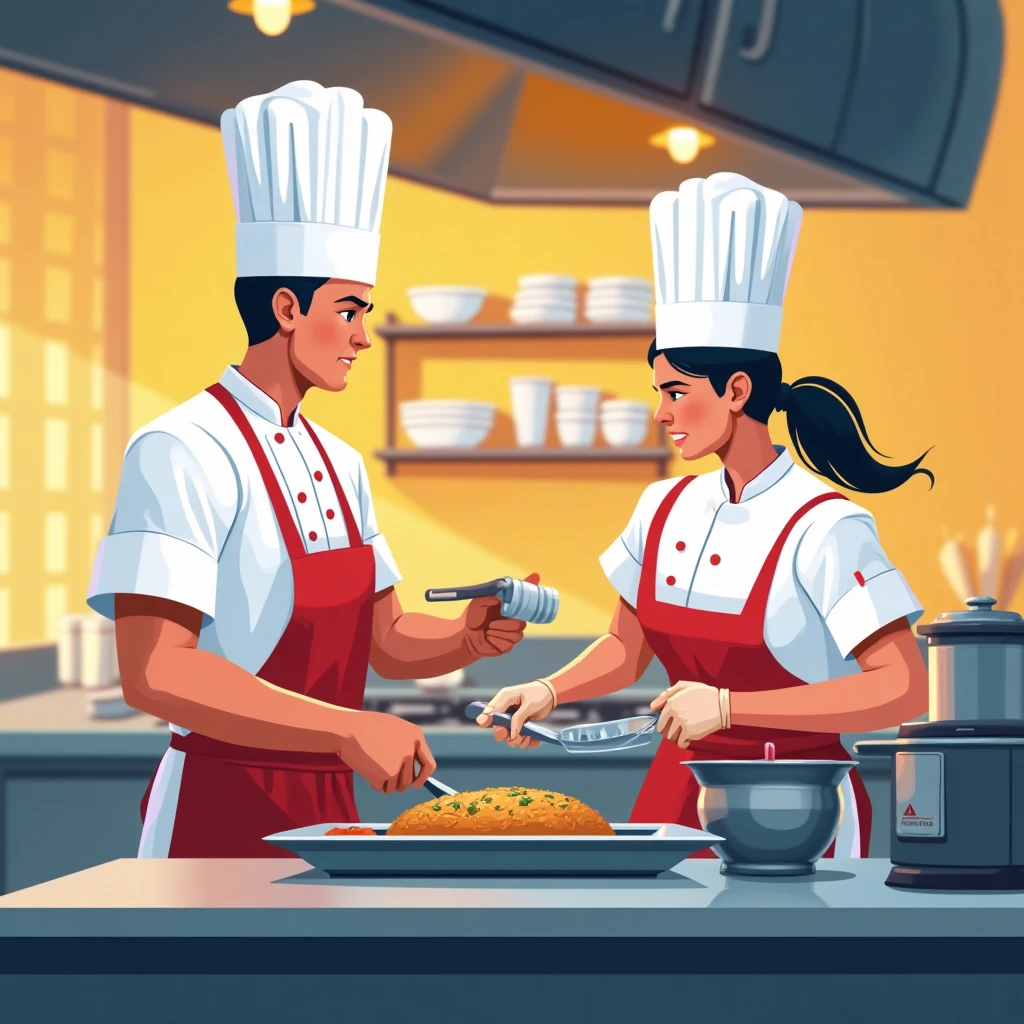 Busy restaurant kitchen