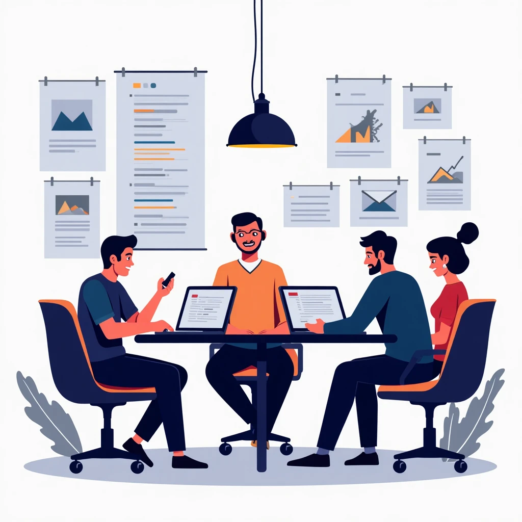 Colaboración en equipo en oficina