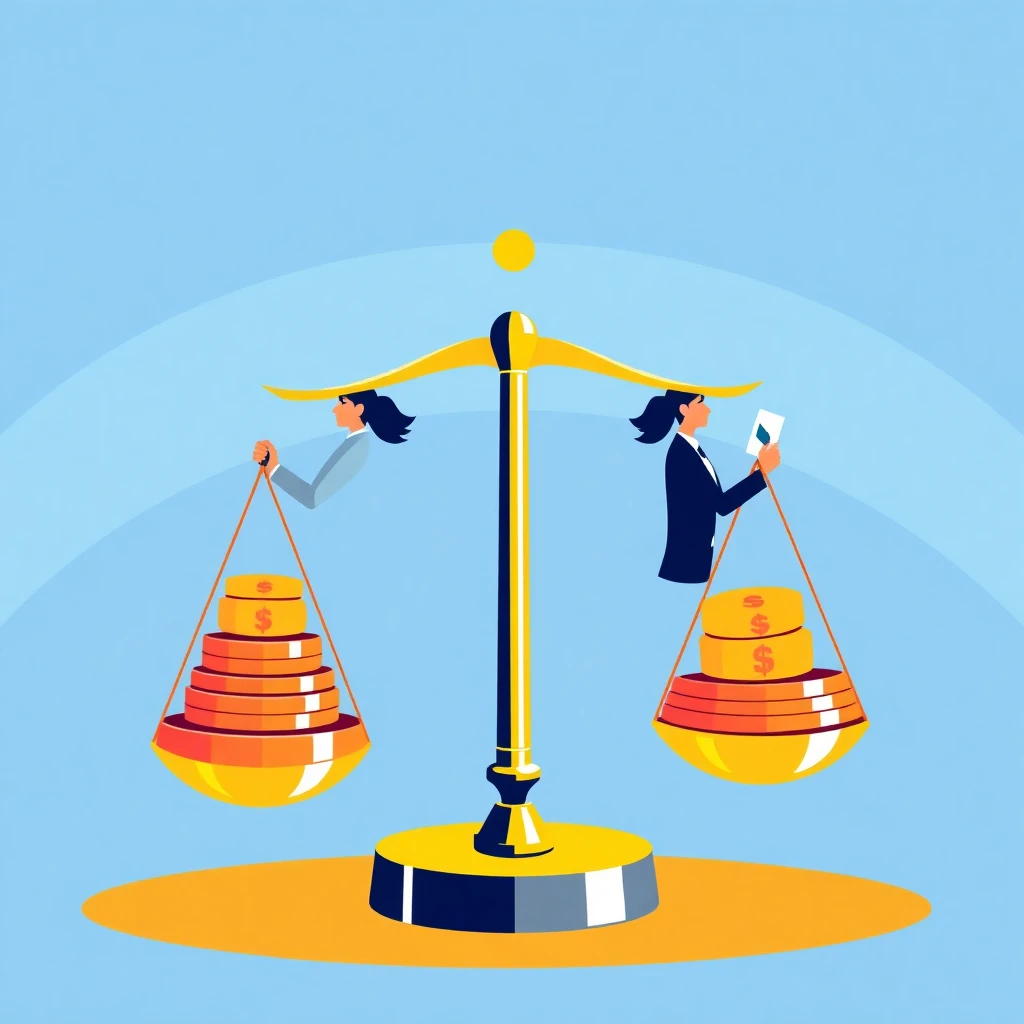 Balance scale of salary and flexibility