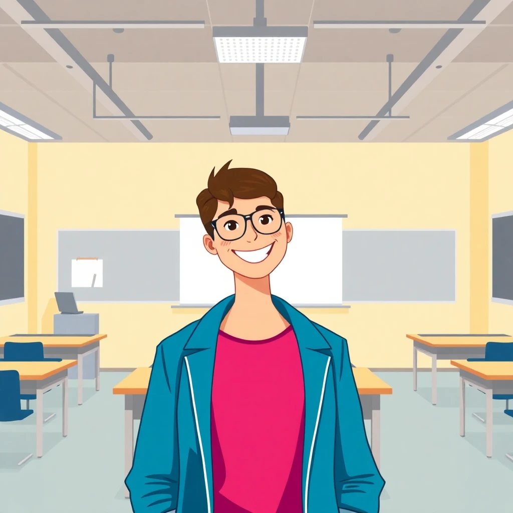 Enseignant débutant dans une salle de classe