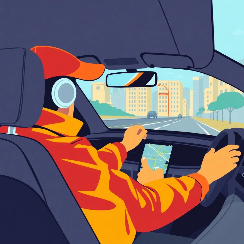 Conductor revisando rutas