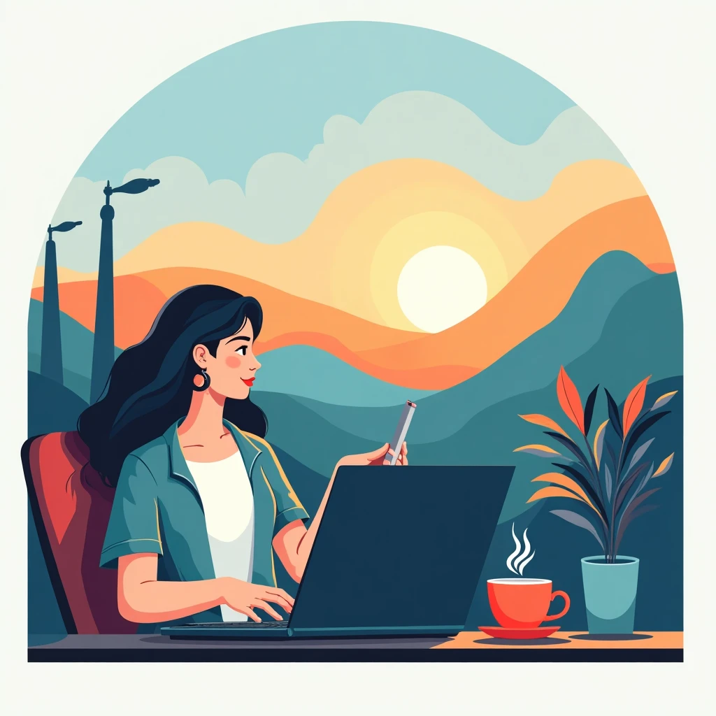 Espacio de trabajo remoto inspirador