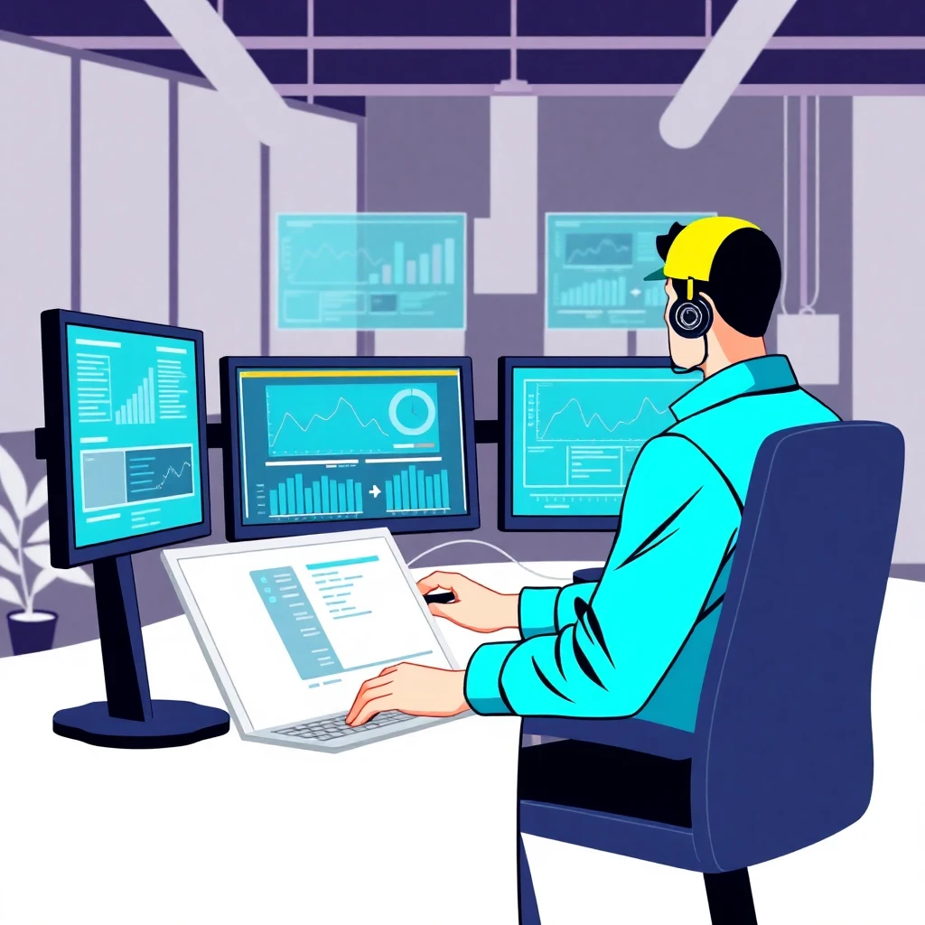 Engineer in a digital workspace