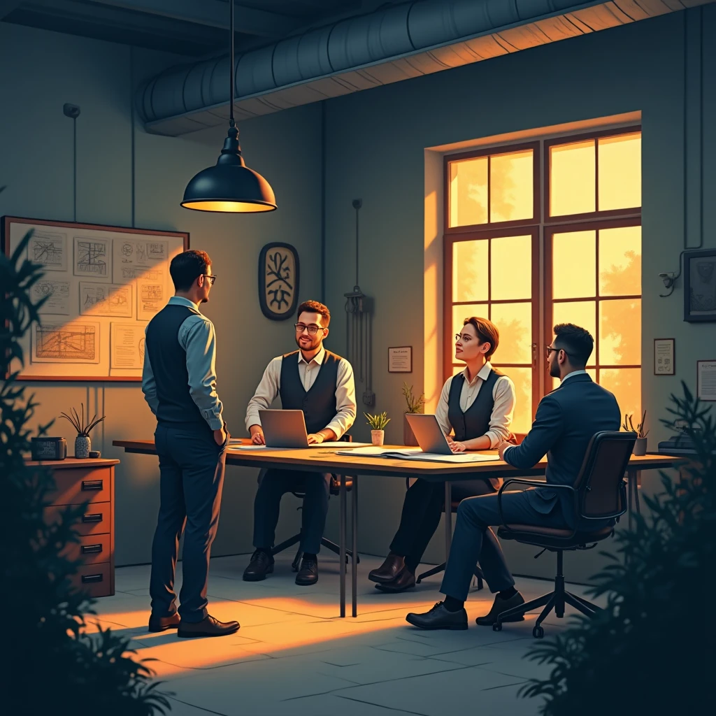 Fabrikplaner im Meeting