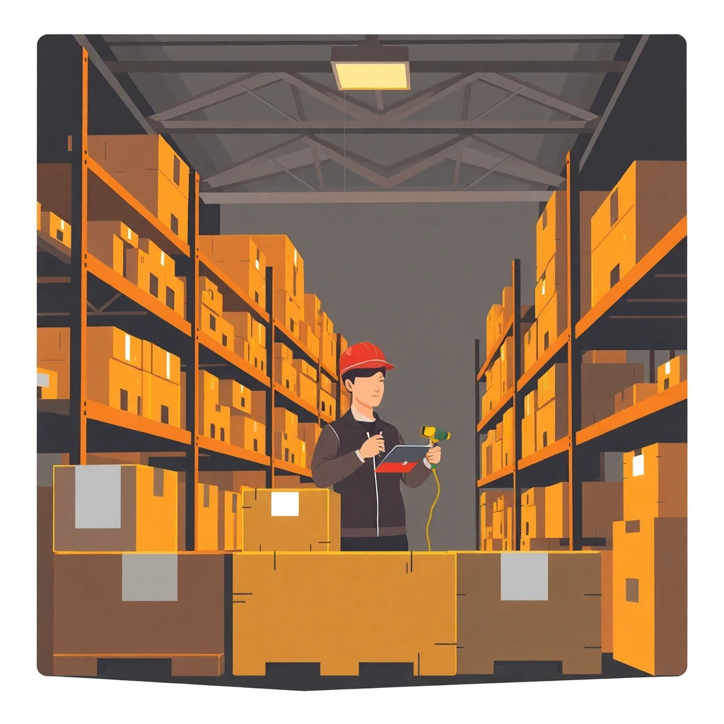 Warehouse worker organizing deliveries