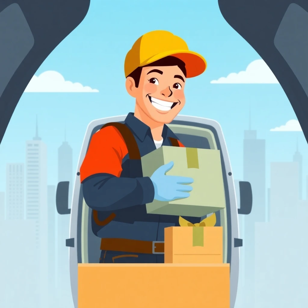 Delivery driver loading packages